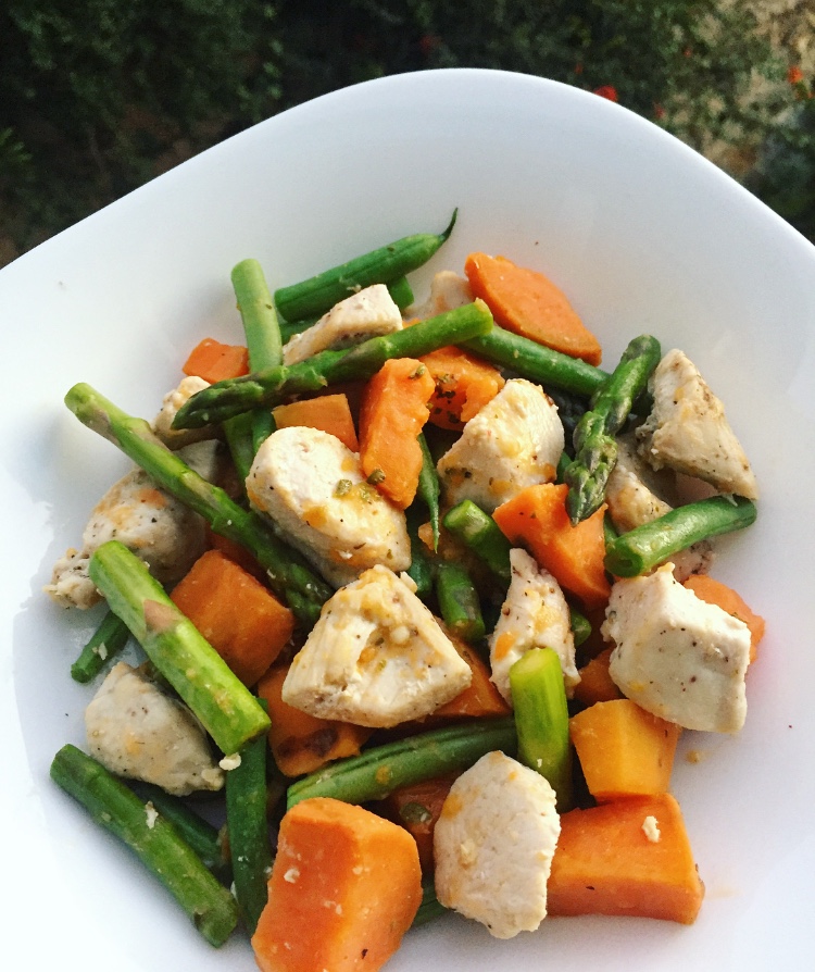 asparagus sweet potato chicken skillet