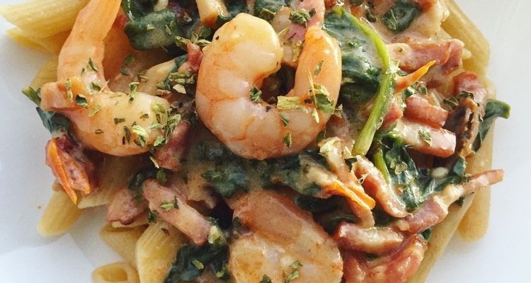 Healthy Comfort Food: Shrimp & Spinach Pasta