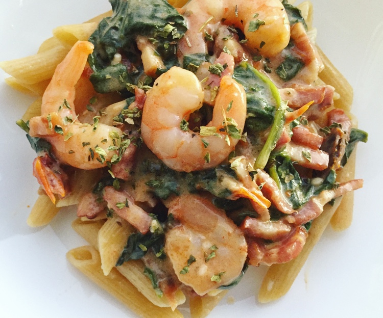 Healthy Comfort Food: Shrimp & Spinach Pasta